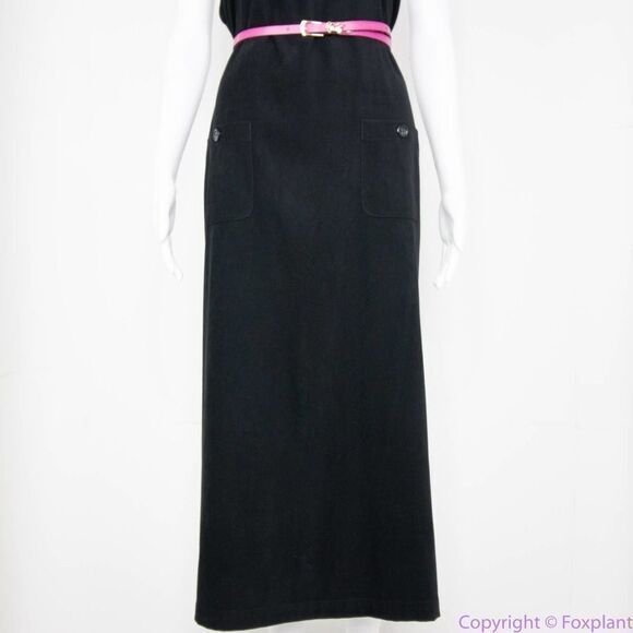 Talbots black sleeveless pockets maxi dress with button detail side slits, PL - Picture 5 of 16